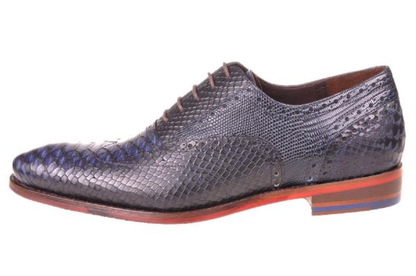 Floris van Bommel veterschoen blauw slangprint