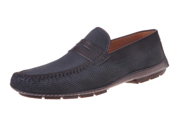 Moreschi automocassin zwart nubuck geperforeerd