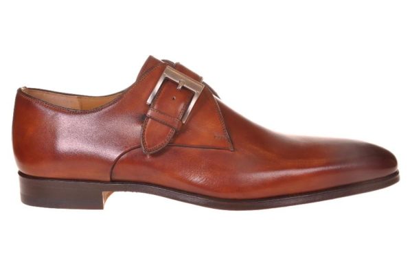 Magnanni cognac leren gespschoen met leren zool en rubberen inzet