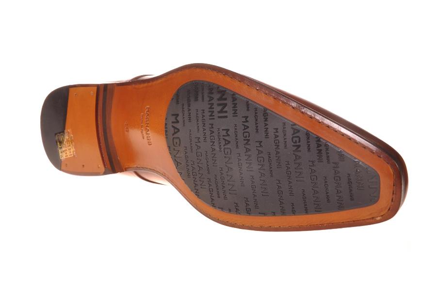 Magnanni cognac leren gespschoen met zool en inzet | Van den Biggelaar | exclusieve schoenen, tassen, kleding accessoires