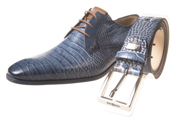 Giorgio blauw crocoprint met bijpassende riem - Afbeelding 3