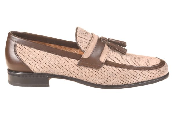 Moreschi loafer perforatie beige bruin