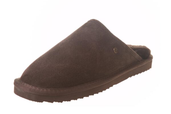 Warmbat pantoffel donkerbruin met echte vachtvoering - Afbeelding 2