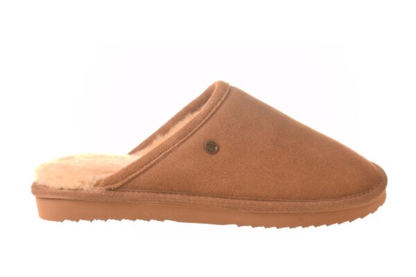 Warmbat pantoffel cognac met echte vachtvoering