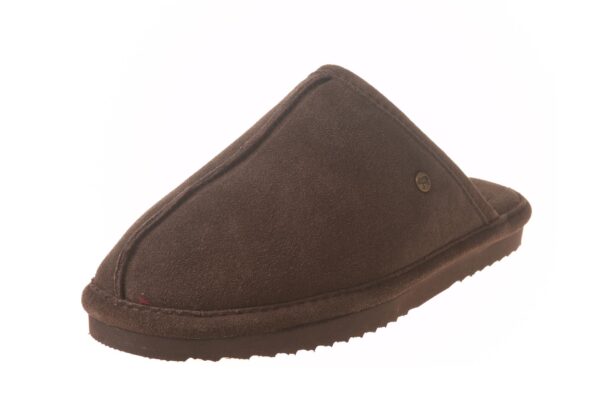 Warmbat pantoffel donkerbruin neusnaad met echte vachtvoering - Afbeelding 2