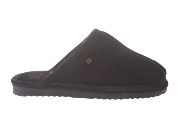 Warmbat pantoffel donkerblauw neusnaad met echte vachtvoering