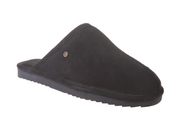 Warmbat pantoffel donkerblauw neusnaad met echte vachtvoering - Afbeelding 2