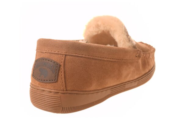 Warmbat pantoffel cognac moccassin met echte vachtvoering - Afbeelding 3
