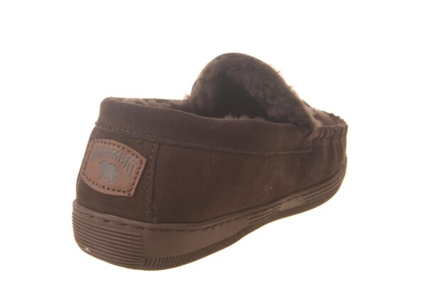 Warmbat pantoffel donkerbruin moccassin met echte vachtvoering - Afbeelding 3
