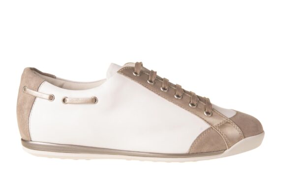 La Cabala veterschoen wit taupe combinatie met uitneembaar voetbed
