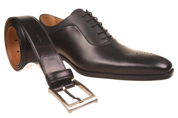 Giorgio zwarte geklede veterschoen met bijpassende riem - Afbeelding 3