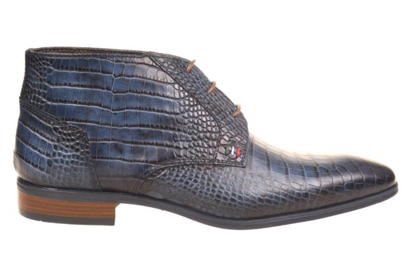 Giorgio blauwe boot crocoprint met bijpassende riem