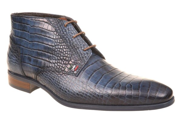 Giorgio blauwe boot crocoprint met bijpassende riem - Afbeelding 2