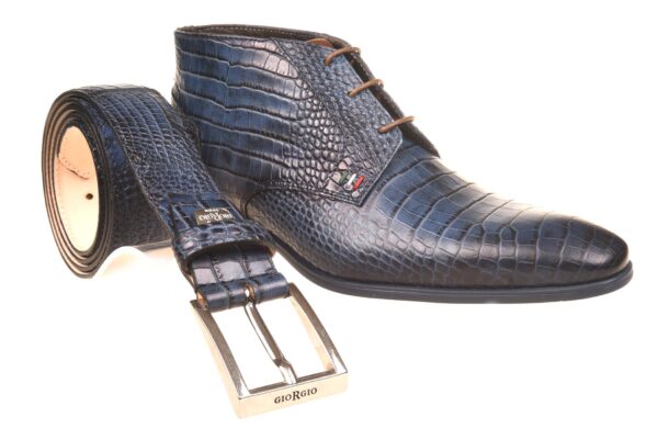 Giorgio blauwe boot crocoprint met bijpassende riem - Afbeelding 3