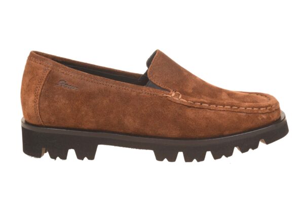 Sioux cognac suede mocassin met sportieve zool