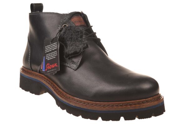 Sioux zwart leren veterboot met lamsvacht gevoerd - Afbeelding 2