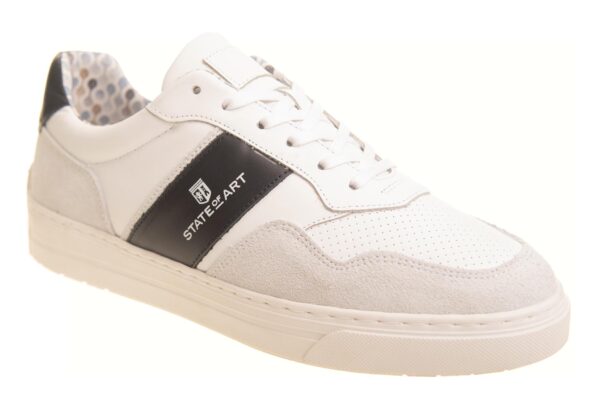 State of Art sneaker leer en suede combi wit grijs donkerblauw - Afbeelding 2