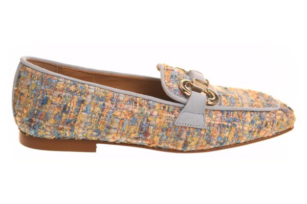 Pedro Miralles mocassin boucle lichtblauw met gouden garnering