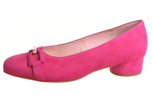 Hassia pump suede fuchsia met garnering en uitneembaar voetbed