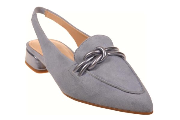 Maripe open schoen suede lichtblauw met garnering - Afbeelding 2