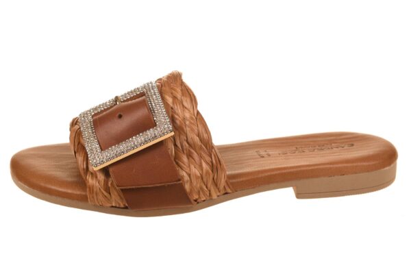 Sandro Rosi slipper sisal leer combi cognac