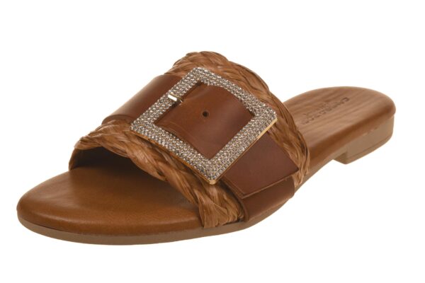 Sandro Rosi slipper sisal leer combi cognac - Afbeelding 2