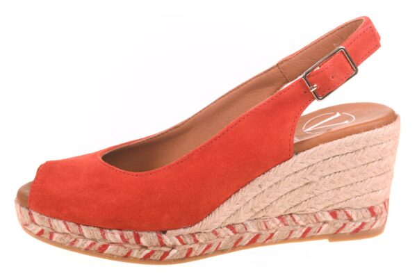 Viguera espadrille open teen slingback steenrood suede