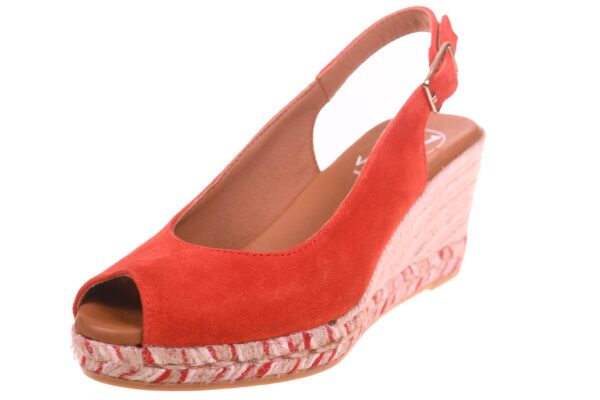 Viguera espadrille open teen slingback steenrood suede - Afbeelding 2