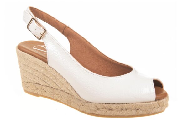 Viguera espadrille open teen slingback wit lakleer - Afbeelding 2