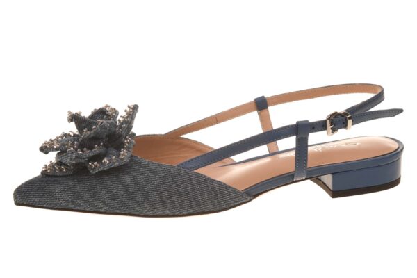 Evaluna open hiel jeans met bloem strass