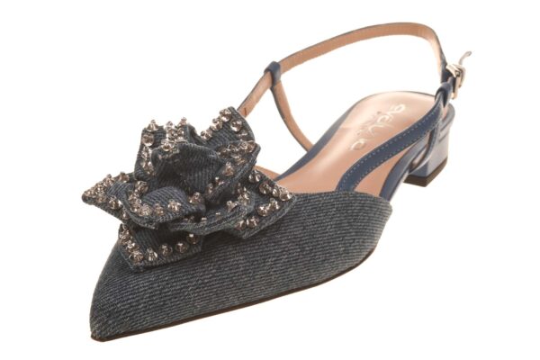 Evaluna open hiel jeans met bloem strass - Afbeelding 2