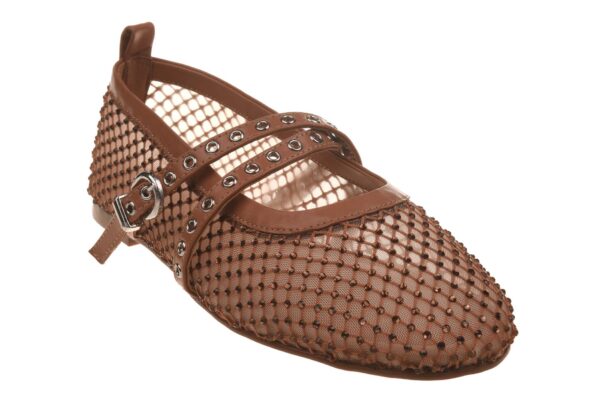 Toral mesh ballerina cognac met strass - Afbeelding 2