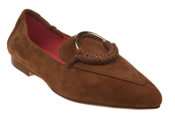 BR instapper cognac suede met gouden garnering - Afbeelding 2