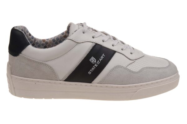 State of Art sneaker wit leer met lichtgrijs suede