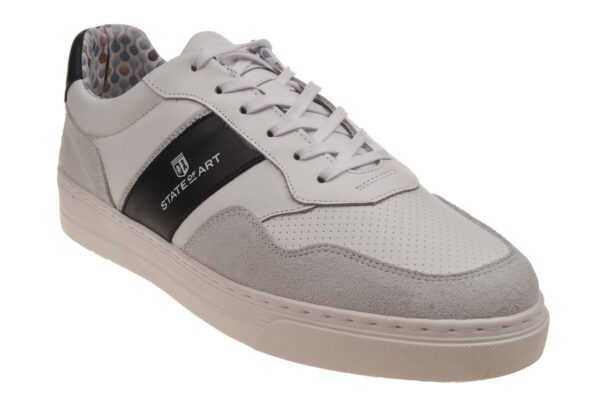 State of Art sneaker wit leer met lichtgrijs suede - Afbeelding 2