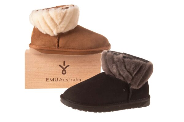 Emu vachtboot zwart suede met vachtrand - Afbeelding 3