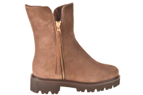 Lorbac vachtboot taupe suede met twee ritsen en profielzool