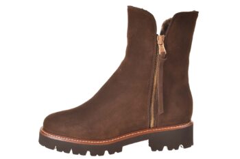 Lorbac vachtboot donkerbruin suede met twee ritsen en profielzool