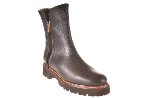 Lorbac vachtboot zwart leer met twee ritsen en profielzool - Afbeelding 2