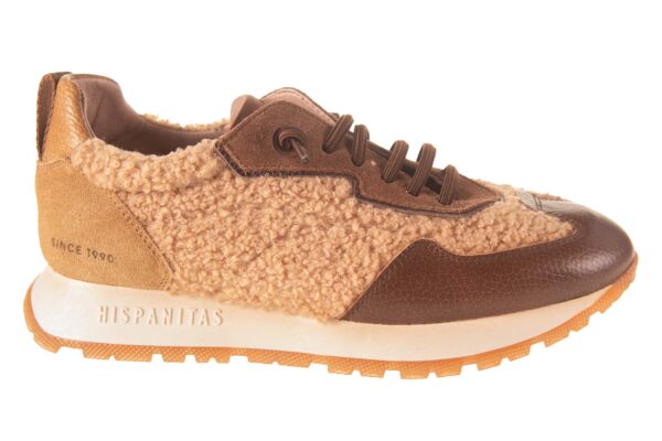 Hispanitas teddy sneaker beige bruin combi