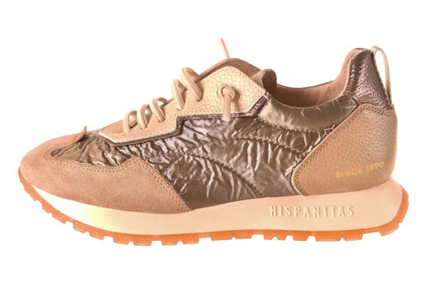 Hispanitas sneaker taupe brons materiaalcombi