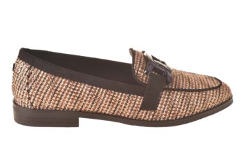 La Strada mocassin pied de poule beige zwart