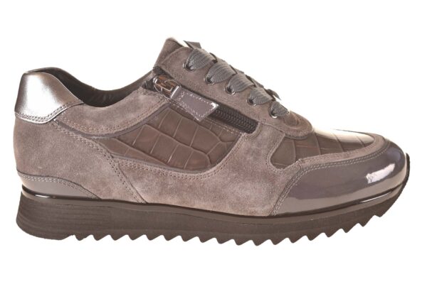 Hassia sneaker grijs lak suede combi