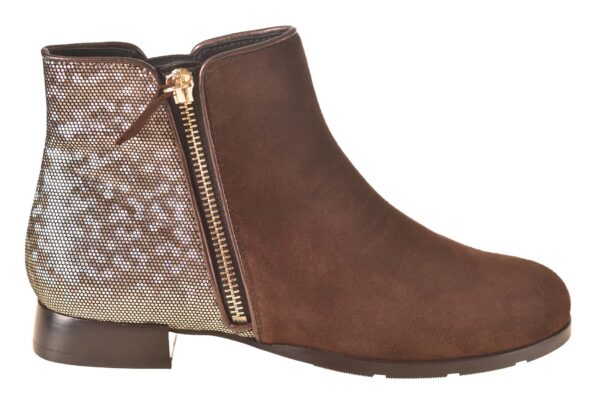 Hassia enkellaarsje bruin brons suede met fantasieprint