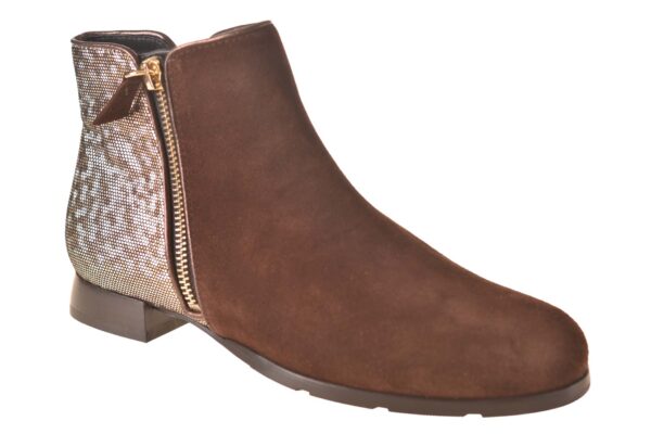 Hassia enkellaarsje bruin brons suede met fantasieprint - Afbeelding 2