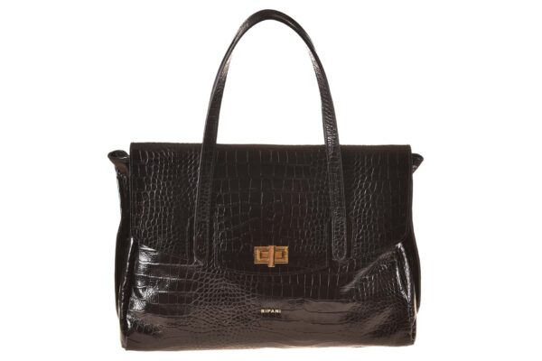 2632 Rispani tas met klep zwart crocoprint