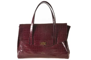 2633 Rispani tas met klep bordeaux crocoprint