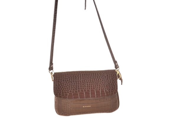 2635 Rispani schoudertasje met polsband bruin crocoprint