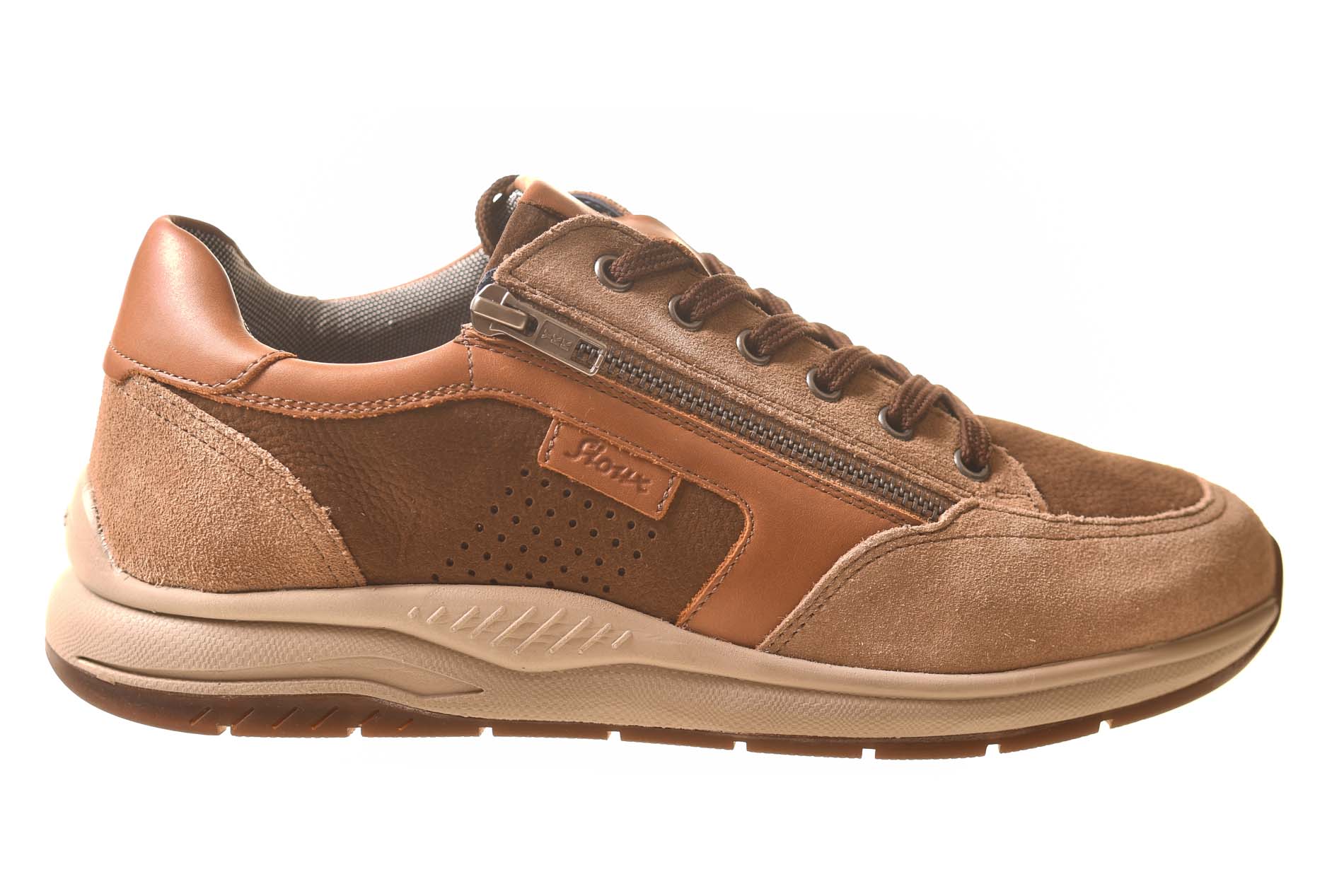 Sioux sneaker bruin combinatie met uitneembaar voetbed