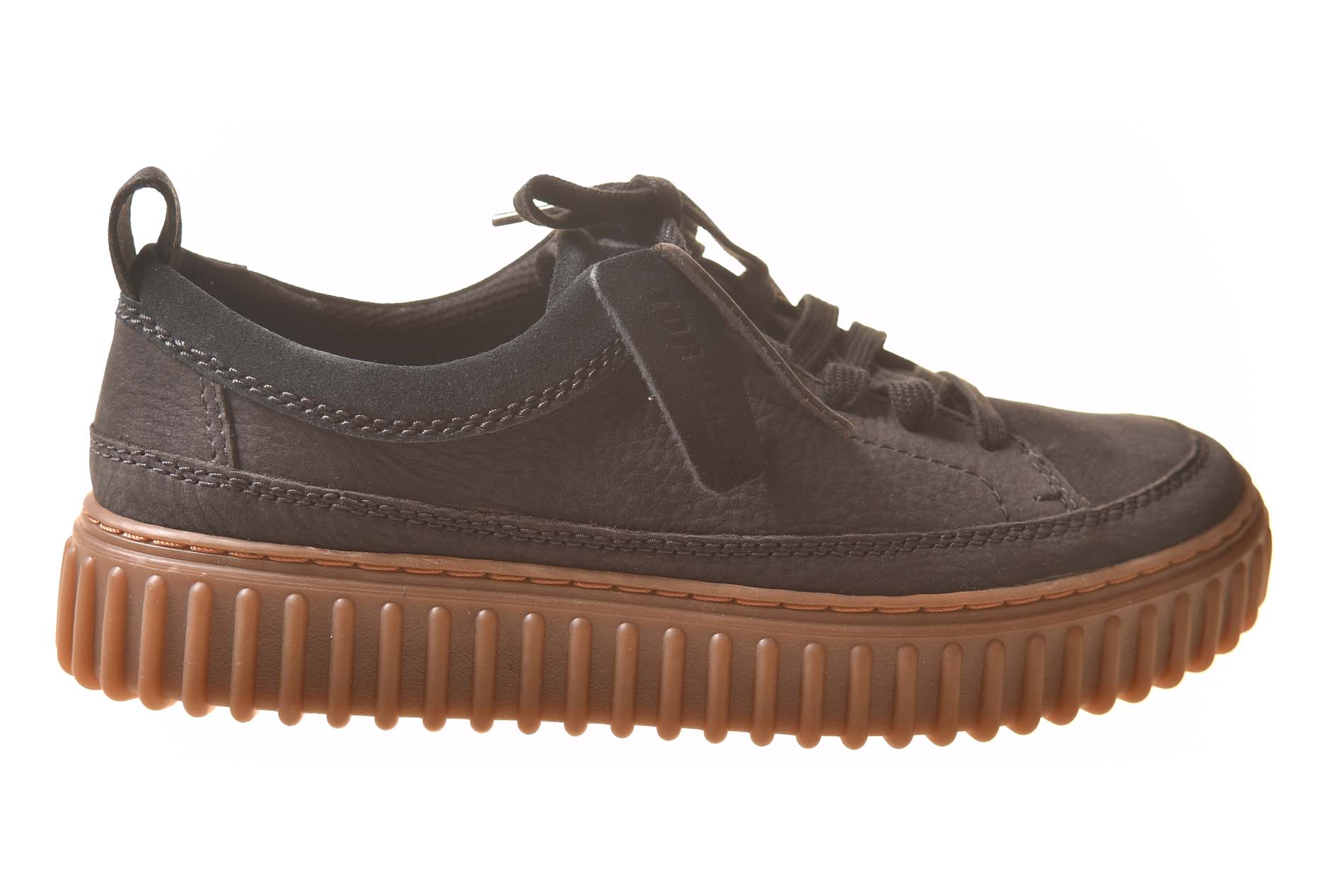 Clarks zwart suede veterschoen met fantasiezool